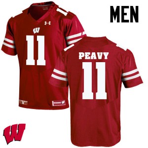 Men's Wisconsin Badgers #11 Jazz Peavy Red Embroidery Jersey 638652-113