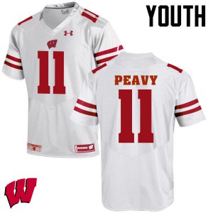 Youth Wisconsin Badgers #11 Jazz Peavy White Player Jerseys 378010-871