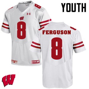 Youth University of Wisconsin #8 Joe Ferguson White Embroidery Jersey 352204-520