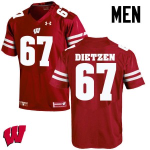Men Wisconsin Badgers #67 Jon Dietzen Red College Jerseys 221340-917