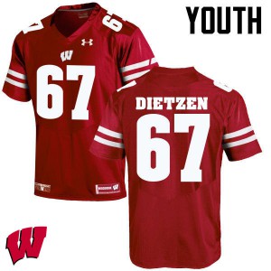Youth University of Wisconsin #67 Jon Dietzen Red Stitched Jerseys 827166-497
