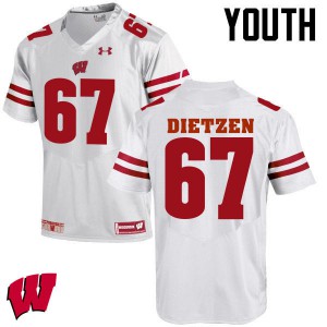 Youth Wisconsin #67 Jon Dietzen White Official Jerseys 492381-170