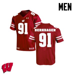 Men's University of Wisconsin #91 Josh Bernhagen Red College Jersey 867285-150