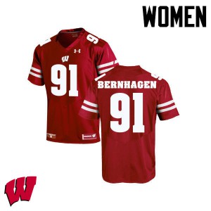 Women Wisconsin #91 Josh Bernhagen Red College Jerseys 272087-365