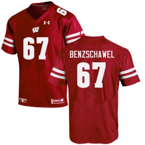 Men Wisconsin #67 JP Benzschawel Red Alumni Jerseys 606041-498