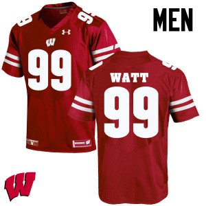 Mens University of Wisconsin #99 J. J. Watt Red Player Jersey 964981-433