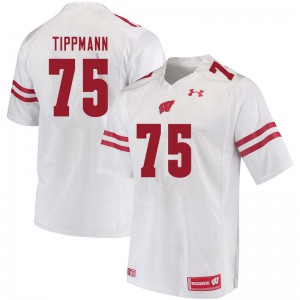 Mens Wisconsin #75 Joe Tippmann White Stitch Jerseys 460725-526