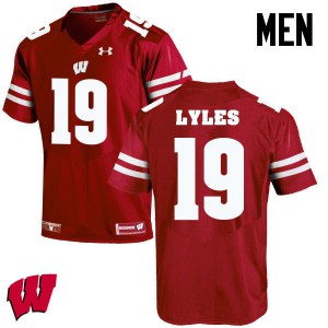 Mens Badgers #19 Kare Lyles Red Stitched Jersey 641954-886