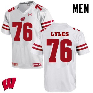 Men University of Wisconsin #76 Kayden Lyles White College Jersey 256054-516