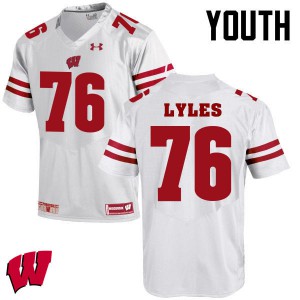 Youth Wisconsin #76 Kayden Lyles White Football Jersey 572645-106