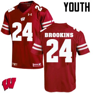 Youth Badgers #24 Keelon Brookins Red Football Jerseys 630440-787