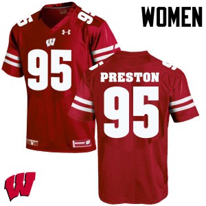 Women Wisconsin Badgers #95 Keldric Preston Red University Jerseys 380735-258
