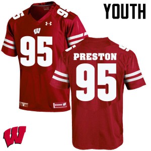 Youth University of Wisconsin #95 Keldric Preston Red High School Jersey 870278-654