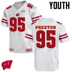 Youth Badgers #95 Keldric Preston White Official Jersey 157722-823