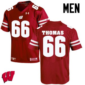 Mens Wisconsin Badgers #66 Kelly Thomas Red Football Jerseys 410541-746