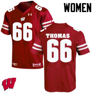 Womens University of Wisconsin #66 Kelly Thomas Red Embroidery Jerseys 998635-265