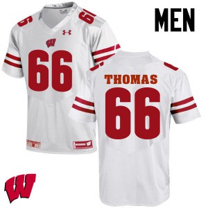 Mens Badgers #66 Kelly Thomas White Official Jerseys 751982-915