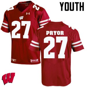 Youth University of Wisconsin #27 Kendrick Pryor Red Player Jerseys 355626-777