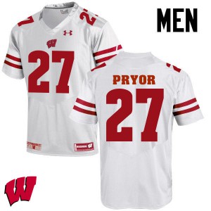 Mens Wisconsin Badgers #27 Kendrick Pryor White Embroidery Jersey 358568-126