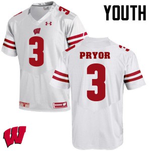 Youth Wisconsin Badgers #3 Kendric Pryor White High School Jersey 985672-215