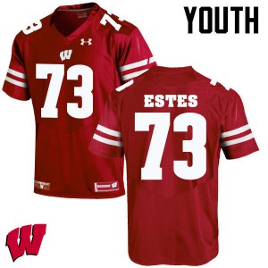 Youth Wisconsin #73 Kevin Estes Red Football Jersey 379030-579