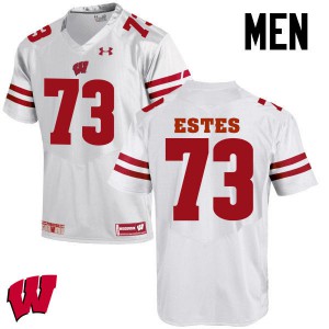 Men University of Wisconsin #73 Kevin Estes White NCAA Jerseys 407786-180