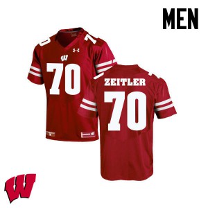 Men's University of Wisconsin #70 Kevin Zeitler Red Alumni Jersey 265997-486