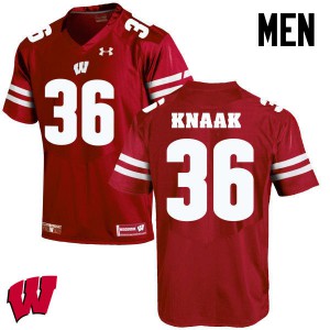 Men University of Wisconsin #36 Kobe Knaak Red Stitch Jerseys 281330-934