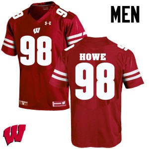 Mens University of Wisconsin #98 Kraig Howe Red Embroidery Jerseys 986481-505