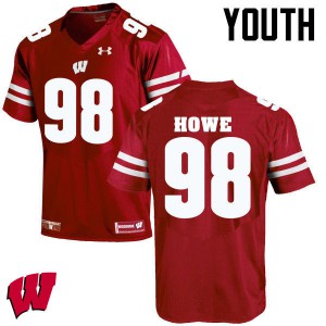 Youth University of Wisconsin #98 Kraig Howe Red High School Jersey 112574-385