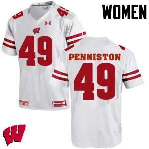 Women Wisconsin #49 Kyle Penniston White Football Jersey 723324-812