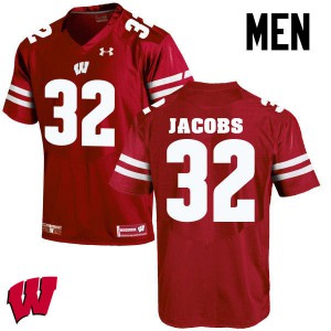 Men's Badgers #32 Leon Jacobs Red Player Jersey 336408-931