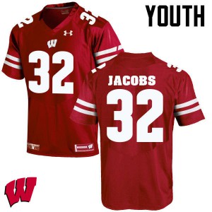 Youth Wisconsin Badgers #32 Leon Jacobs Red Stitched Jersey 582966-913