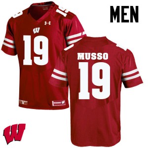 Men Wisconsin Badgers #19 Leo Musso Red Football Jerseys 814650-455