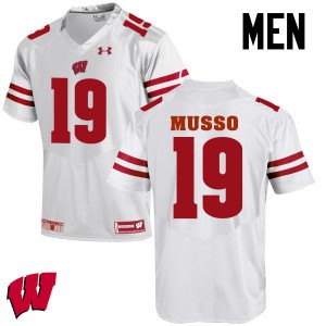 Men's Wisconsin Badgers #19 Leo Musso White Embroidery Jerseys 441748-883