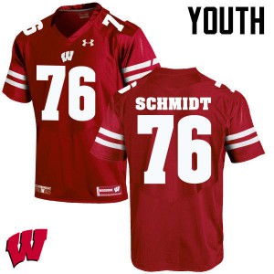 Youth Wisconsin #76 Logan Schmidt Red College Jersey 616380-623