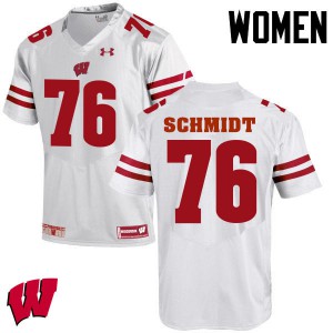 Women Wisconsin Badgers #76 Logan Schmidt White Stitched Jersey 105964-598