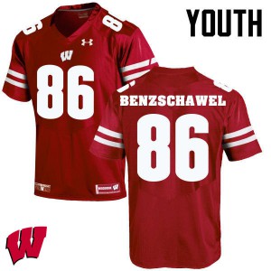Youth Wisconsin Badgers #86 Luke Benzschawel Red Stitched Jerseys 890162-811