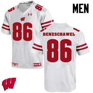 Men's Wisconsin Badgers #90 Luke Benzschawel White University Jerseys 617967-713