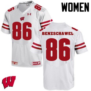 Women's Badgers #86 Luke Benzschawel White University Jersey 370374-939
