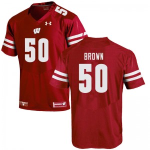 Men's Wisconsin #50 Logan Brown Red Alumni Jerseys 813189-340