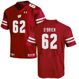Mens Wisconsin #62 Logan O'Brien Red Official Jersey 816899-614