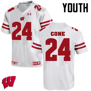 Youth Badgers #24 Madison Cone White Official Jerseys 850770-728