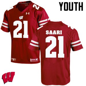 Youth Badgers #21 Mark Saari Red College Jersey 144084-917