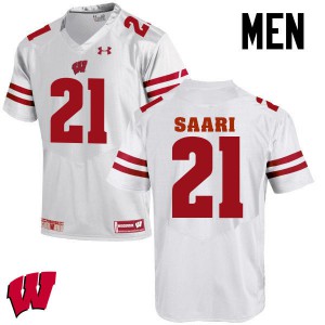 Men's Badgers #21 Mark Saari White NCAA Jersey 262191-970