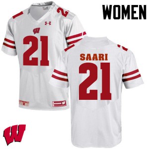 Women Wisconsin Badgers #21 Mark Saari White Stitch Jerseys 430695-917