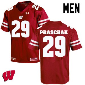 Mens Wisconsin #29 Max Praschak Red Stitch Jersey 243820-450