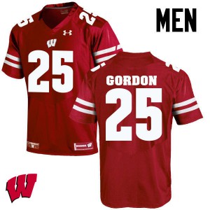 Mens Wisconsin #25 Melvin Gordon Red Embroidery Jersey 912606-630