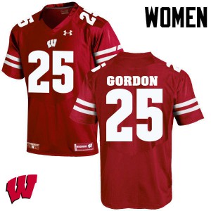 Women's Badgers #25 Melvin Gordon Red Stitch Jerseys 550078-213