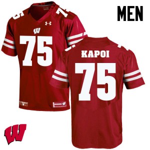 Mens University of Wisconsin #75 Micah Kapoi Red Stitched Jerseys 199378-274